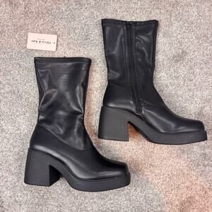 New! Olivia & Kate Black Platform Boots Size 8.5
